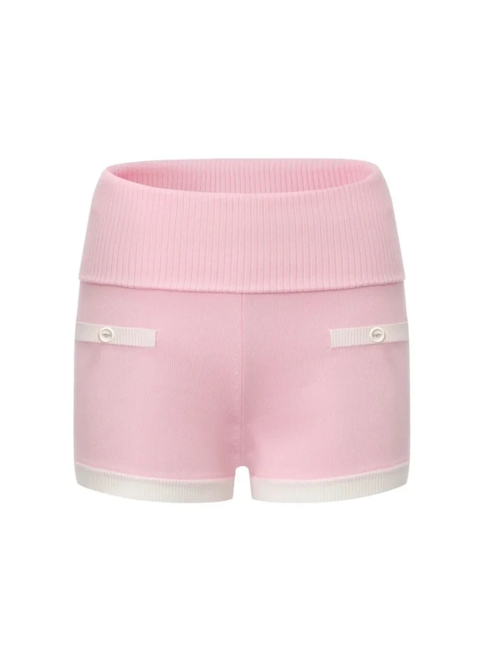 Nana Jacqueline Millie Fold-Over Waistband Pink Knit Shorts